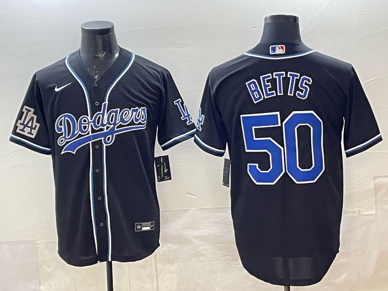 Men 2025 Nike Los Angeles Dodgers #50 Betts Black MLB Jersey style 009